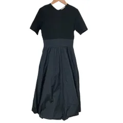 美品 UNITED ARROWS ユナイテッドアローズ フィット＆フレア チェックタフタ ワンピース サイズ36 ブラック レディース 古着 中古 USED