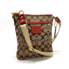 【中古】良品 COACH コーチ シグネチャー キャンバス ショルダー バッグ fY0277N