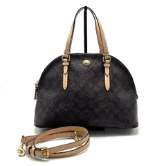 【中古】良品 COACH コーチ シグネチャー 2way レザー ハンド ショルダー バッグ fY11459N