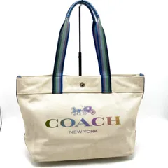 【中古】COACH コーチ ロゴ キャンバス トート バッグ fY12336N