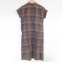 美品 22SS FORK&SPOON フォークアンドスプーン カラーチェックショートスリーブワンピース 1 ブラウン レディース 古着 中古 USED