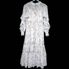 良品 Apuweiser-riche アプワイザーリッシェ 長袖 ニュアンスフラワープリント ワンピース 22168950 サイズ1 ピンクベージュ レディース 古着 中古 USED