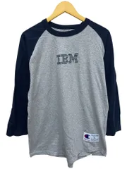 Champion (チャンピオン) IBM 企業系 ラグラン 七分丈 ロンT Tシャツ 古着 L グレー メンズ/045