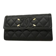シャネル(Chanel) シャネル 長財布 CCフィリグリー キャビアスキン ブラック レディース