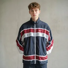 NIKE ナイロンジャケット 2000s ブラック×レッド ビッグロゴ バックロゴ L ストリート vintage