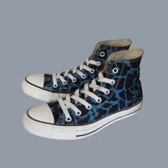 コンバース 90s スニーカー オールスターHI 日本製 ブルー×黒のジラフ柄  US 5（w-0168）