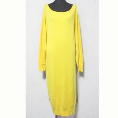 美品 Diagram ダイアグラム グレースコンチネンタル 異素材ニットロングワンピース サイズ36 イエロー ブラウン レディース 古着 中古 USED