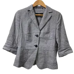良品 MAX MARA WEEKEND LINE マックスマーラウィークエンドライン ストライプ リネンジャケット サイズ42 グレー レディース 古着 中古 USEDのサムネイル