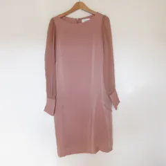 良品 BEAUTY&YOUTH ビューティ＆ユース ユナイテッドアローズ サテンシフォン シアースリーブ ドレス 長袖 ひざ丈 ワンピース ピンク レディース 古着 中古 USED