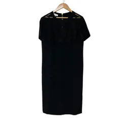 美品 ESCADA エスカーダ レース 切替 ジャージーワンピース サイズ34 ブラック レディース 古着 中古 USEDのサムネイル