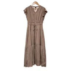 美品 25SS PROPORTION BODY DRESSING プロポーションボディドレッシング リボン付きギャザーワンピース PS モカ レディース 古着 中古 USED