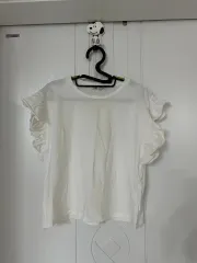 ZARA ザラ 白 フリル 半袖 Tシャツ S