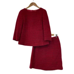 MACKINTOSH PHILOSOPHY マッキントッシュフィロソフィー ツイード カットソー スカート セットアップ 38 レッド レディース 古着 中古 USED