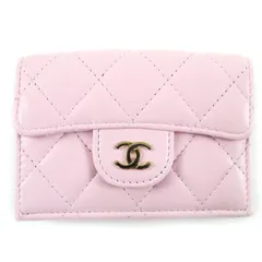 美品☆CHANEL シャネル AP0230 NX243EC0 ラムスキン ココマーク マトラッセ スモール フラップ ミニウォレット 三つ折り財布 ピンク ゴールド金具 保存袋付き イタリア製 レディース