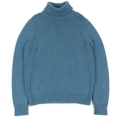 極美品△BERLUTI ベルルッティ R25KTL43YWCV カシミヤ100％ レザーパッチ付き タートルネック 長袖 ニット セーター ブルー M 正規品 メンズのサムネイル