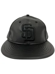 NEWERA (ニューエラ) レザーキャップ GENUINE LEATHER CAP 本革 MLB サンディエゴ・パドレス 60585337 F ブラック メンズ