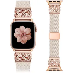 【新品】 コンパチブル Apple Watch バンド ナイロン 編み込み 伸縮性 38／40／41／42mm アップルウォッチ バンド マグネットバックル おしゃれ ケルトノット あっふウォッチ 交換ベルト 男女兼用 スポーツ for iWatch Seri