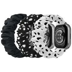 【新品】 [MABEKS] コンパチブル iWatch バンド 交換ストラップ 3本セット エラスティック伸縮バンド iWatch Ultra2 Ultra SE2 SE シリーズ9 8 7 6 5 4 3 2 1に対応 可愛い 女性 女の子向け (L-4 1