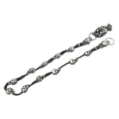 スカル装飾レザーネックレス 148g ポーチ付き - メルカリ