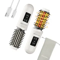 Qizheyibvoヒートブラシ コードレス 38mm ストレート＆カール両用 持ち運び ミニ ブラシアイロン 5200mAh Type-C充電式 軽量 マイナスイオンロールブラシアイロン 15分無操作自動OFF 火傷防止 バレンタインデー/母の日/クリスマt