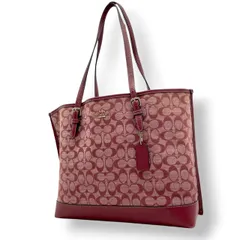 良品 コーチ COACH トートバッグ ハンドバッグ キャンバス レザー レッド 赤 シグネチャー エレガント クラシック カジュアル ビジネス お出かけ 普段使い 通勤 通学 デート トラベル 旅行 大容量 A4収納 レディース 自立可 鞄 U9