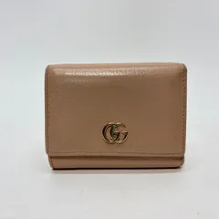 3920 GUCCI グッチ 三つ折り財布 マーモント GG インターロッキング ベージュ レザー