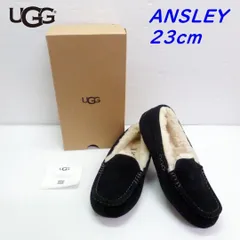UGG アグ ANSLEY アンスレー ブラック 23cm モカシン ムートン  レディース シューズ スリッポン