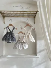 【予約】monbebe　刺繍サロペットスカートブルマ