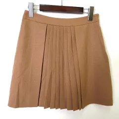 プロポーション ボディドレッシング PROPORTION BODY DRESSING スカート フレアスカート フロント プリーツ ウール M 茶 ブラウン