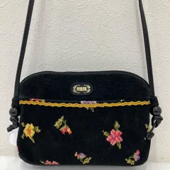 1575　FEILER　フェイラー　ショルダーバッグ　ブラック　黒　レディース　シュニール織り　小さめ　ミニ　花柄　フラワー　シンプル　きれいめ