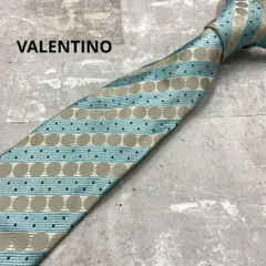 ヴァレンティノ ネクタイ ストライプ柄 水玉 ドット 水色 シルク 【n032】