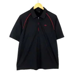 イグニオ IGNIO シャツ ハーフジップ プルオーバー ドライ メッシュ ロゴ 刺繍 配色 パイピング 半袖 LL 黒 ブラック 赤 レッド 大きいサイズ ゴルフ スポーツウエア