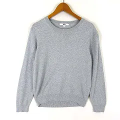 ユニクロ UNIQLO ウォッシャブル コットン クルーネック セーター ニット 長袖 M グレー