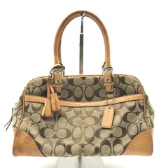 COACH コーチ シグネチャー キャンバス レザー タッセル ハンド バッグ レディース ファッション 鞄 かばん ブラウン m15549