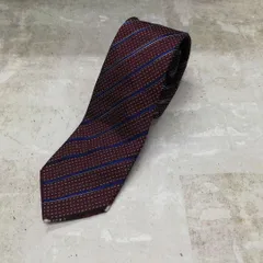 ネクタイ　紺ストライプ　小紋柄　えんじ色 絹100% 【n046】
