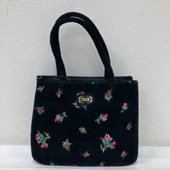 1695　FEILER　フェイラー　ハンドバッグ　トートバッグ　ミニバッグ　サブバッグ　リアローズ　花柄　フラワー　レディース　シュニール織り　ブラック　黒　シンプル　きれいめ　小さめ　ミニ
