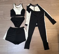 【訳あり】 ラッシュガード 水着 5点セット ベージュ Mサイズ フィットネス 体型カバー 一部不良