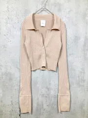 美品 determ; デターム 長袖 薄手 ショート丈 シンプル クロップドニット カーディガン size0/ベージュ ■◇◎レディース