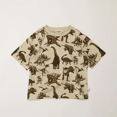 MAKE YOUR DAY 恐竜 総柄 半袖 Tシャツ 80～120㎝ ベージュ 子供服 半袖 M620107のサムネイル