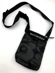 marimekko マリメッコ NEAT PHONE POCKET Unikko ウニッコ サコッシュ ミニ ショルダー バッグ 黒 ■■ レディース