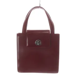 ブルガリ BVLGARI ハンドバッグ スクエア ロゴターンロック式 レザー ボルドー /YO12 ■OH