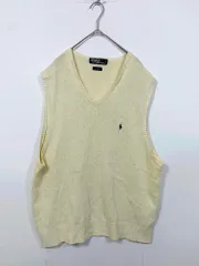 POLO by RALPH LAUREN ポロ バイ ラルフローレン 90年代 ヴィンテージ ニット ベスト sizeXL/アイボリー ■■ メンズ