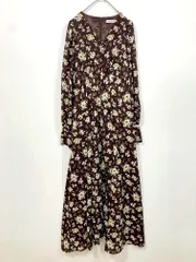 美品 NATURAL BEAUTY BASIC ナチュラルビューティーベーシック ぼかしフラワープリント ワンピース sizeS/茶 ■◇ レディース