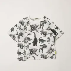 MAKE YOUR DAY 恐竜 総柄 半袖 Tシャツ 80～120㎝ オフホワイト 子供服 半袖 M620107のサムネイル