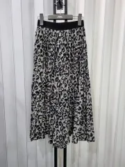 ヒョウ柄 ロング プリーツ スカート