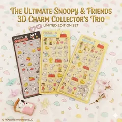 ★【3枚セット】スヌーピー ぷっくりシール 3Dシール 立体シール ピーナッツ デコレーション ぷくぷく 手帳 ステッカー キャラクターシール かわいい 子供 大人 Snoopy PEANUTS デコ 友達 コレクション 交換