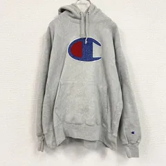 Champion　チャンピオン　リバースウィーブ　スウェットパーカー/フーディー　デカロゴ　霜降りグレー　Lサイズ　古着