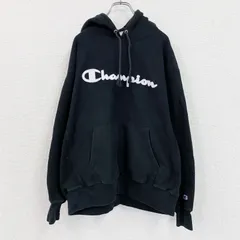 Champion　チャンピオン　リバースウィーブ　スウェットパーカー/フーディー　デカロゴ　黒　ブラック　XLサイズ　古着