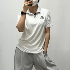 アディダス 3本線 半袖 カラーTシャツ 白 95 052805