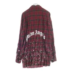 Palm Angels (パームエンジェルス) 20AW FLANNEL CURVED LOGO OVERSHIRT アーチロゴ ペイント加工 フランネル 長袖シャツ レッド PMGA079F20FAB001のサムネイル